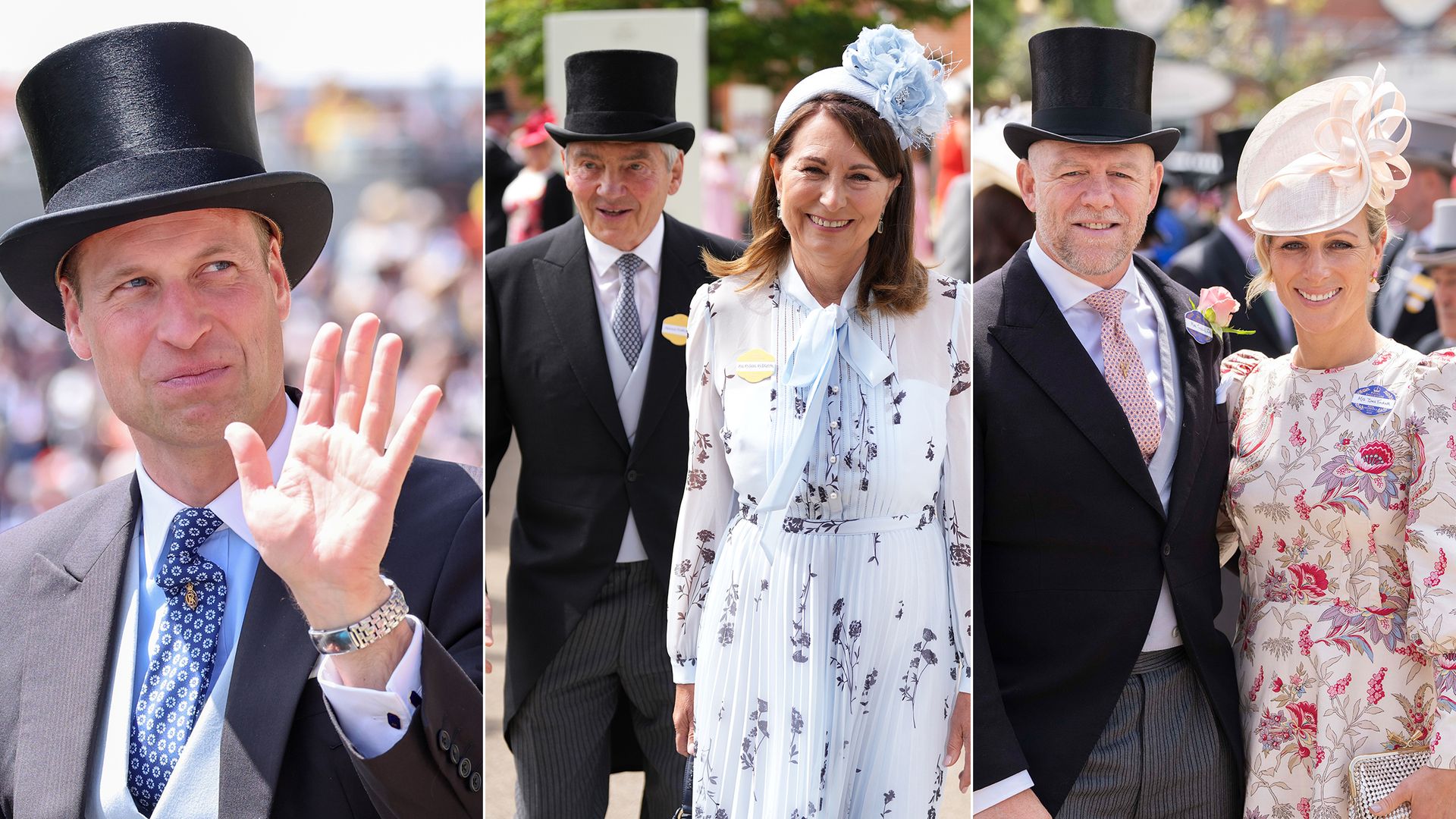 Prince William, Carole and Michael Middleton, Mike and Zara Tindall at Royal Ascot