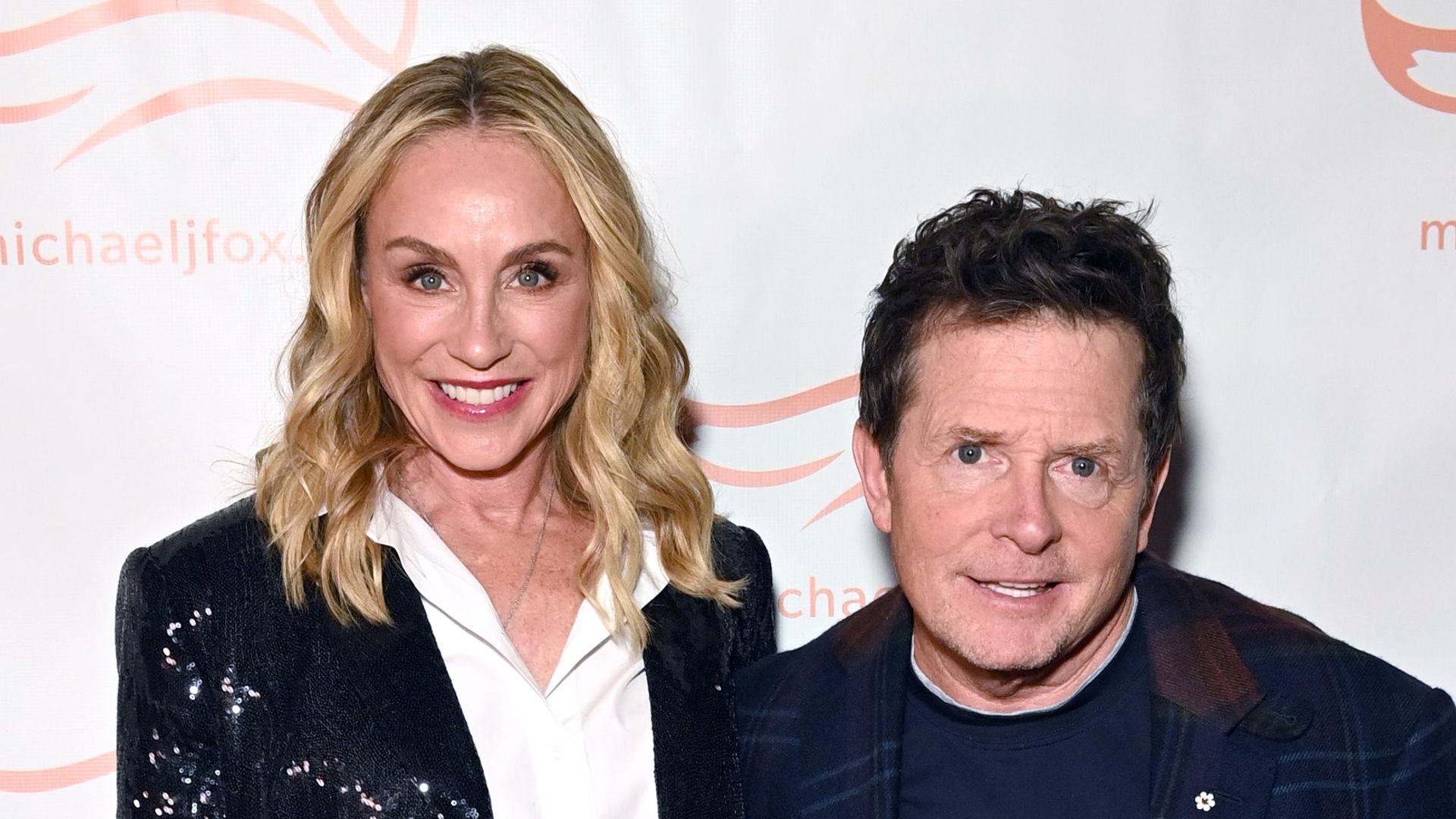 Tracy Pollan and Michael J. Fox attend 2023 A Funny Thing Happened On The Way To Cure Parkinson's at Casa Cipriani on November 11, 2023 in New York City.