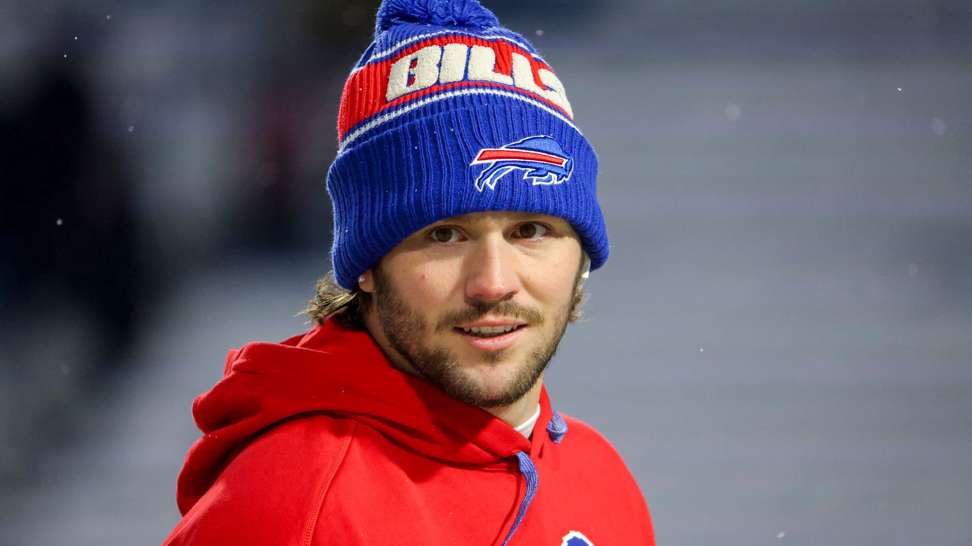 photo of josh allen in bills beanie