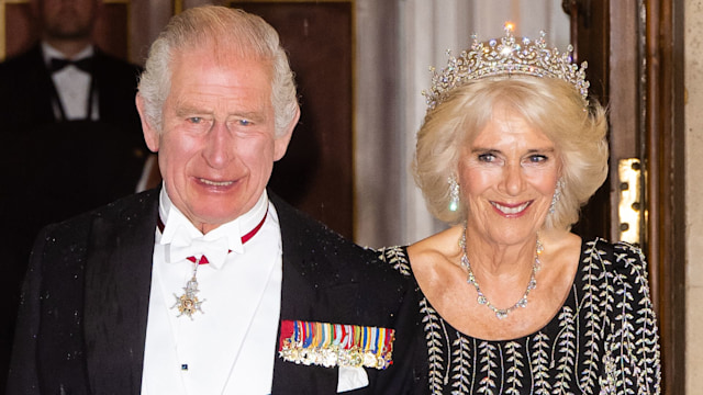 King Charles III and Queen Camilla attend a reception and dinner in honour of their Coronation at Mansion House on October 18, 2023 in London, England. 