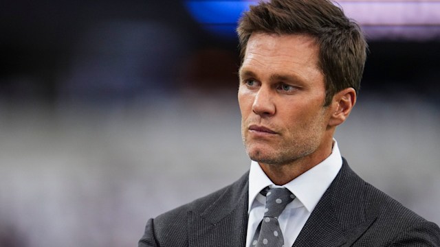 Tom Brady looks on prior to an NFL football game between the Baltimore Ravens and the Dallas Cowboys at AT&T Stadium on September 22, 2024 in Arlington, Texas.