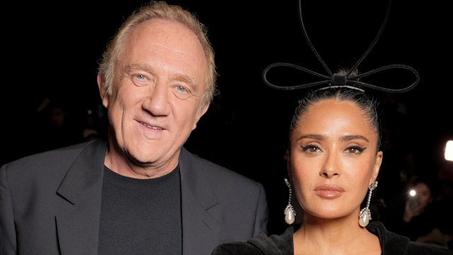 François-Henri Pinault and Salma Hayek at Balenciaga RTW Spring 2025 as part of Paris Ready to Wear Fashion Week on September 30, 2024 in Paris, France.