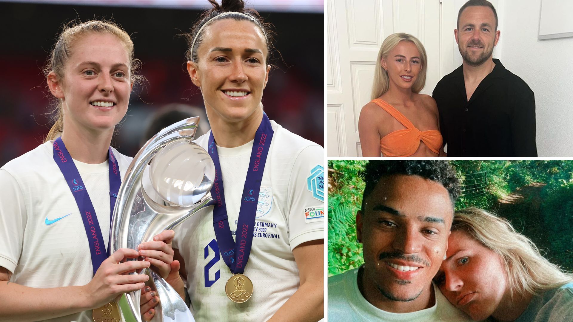 England Lionesses Lucy Bronze, Millie Bright and Chloe Kelly with their partners