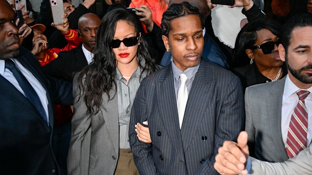 Rihanna and A$AP Rocky are seen outside of Clara Shortridge Foltz Criminal Justice Center