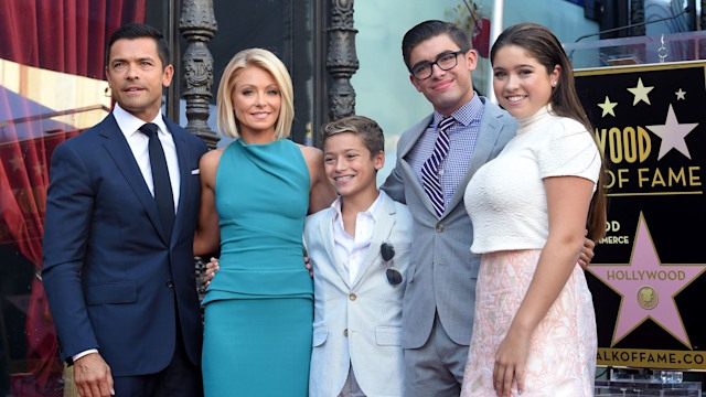 Kelly Ripa, husband Mark Consuelos, daughter Lola Consuelos, sons Michael Consuelos and Joaquin Consuelos attend the ceremony honoring Kelly Ripa with a star on the Hollywood Walk of Fame on October 12, 2015 