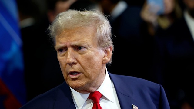 Republican presidential nominee, former U.S. President Donald Trump speaks to reporters in the spin room after debating Democratic presidential nominee, U.S. Vice President Kamala Harris, at Pennsylvania Convention Center on September 10, 2024 in Philadelphia, Pennsylvania. After earning the Democratic Party nomination following President Joe Biden's decision to leave the race, Harris faced off with Trump in what may be the only debate of the 2024 race for the White House.