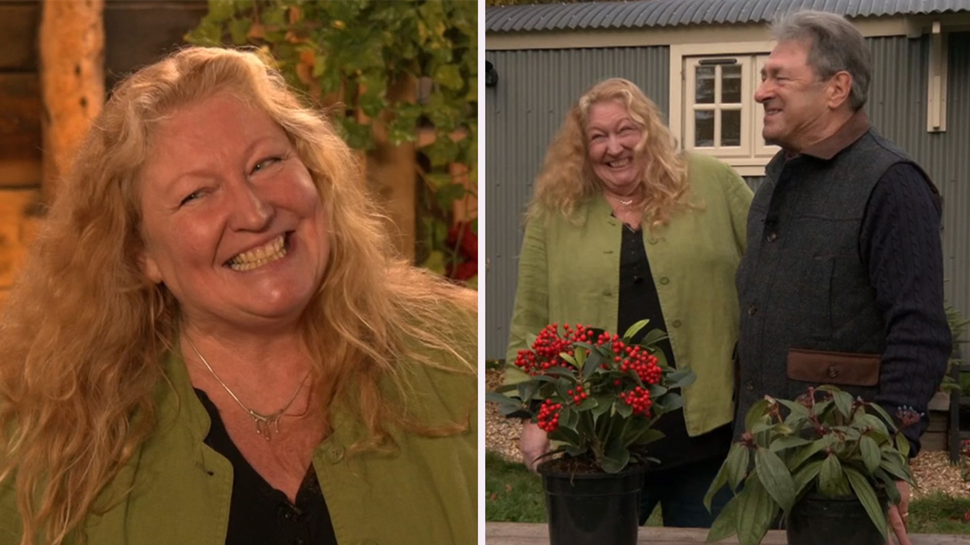 Charlie Dimmock smiling, Alan Titchmarsh and Charlie Dimmock on Love Your Weekend