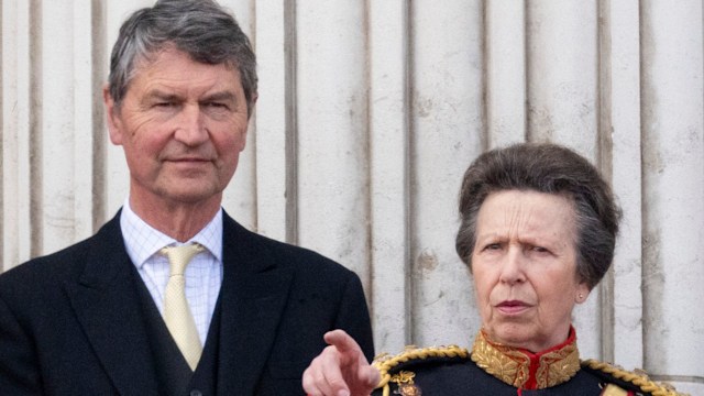 Sir Timothy and Princess Anne on royal balcony 