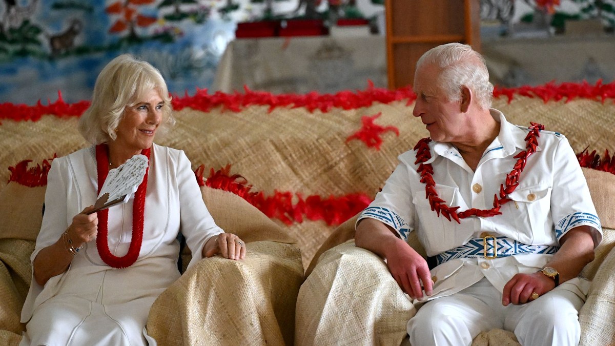 King Charles and Queen Camilla twin in matching outfits on day two of their Samoan tour