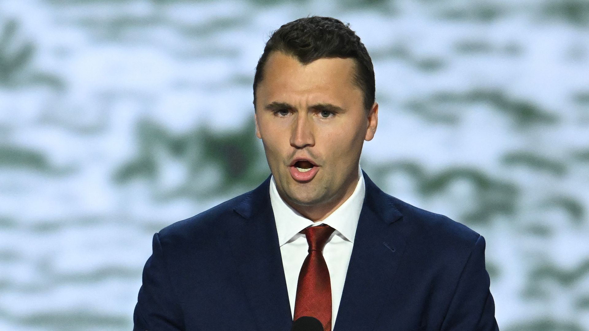 Charlie Kirk, executive director of Turning Point USA, speaks during the first day of the 2024 Republican National Convention at the Fiserv Forum in Milwaukee, Wisconsin, July 15, 2024. Donald Trump won formal nomination as the Republican presidential candidate and picked a right-wing loyalist for running mate, kicking off a triumphalist party convention in the wake of last weekend's failed assassination attempt.