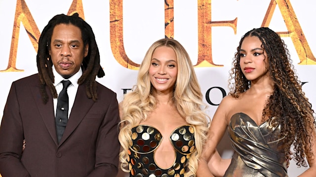 Jay-Z, BeyoncÃ© and Blue Ivy Carter attend the Los Angeles Premiere of Disney's "Mufasa: The Lion King" at Dolby Theatre on December 09, 2024 in Hollywood, California.