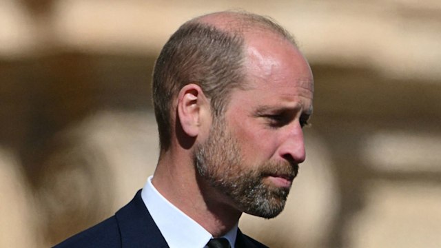 Britain's Prince William, Prince of Wales (L)( arrives for late Pope Francis' funeral ceremony 