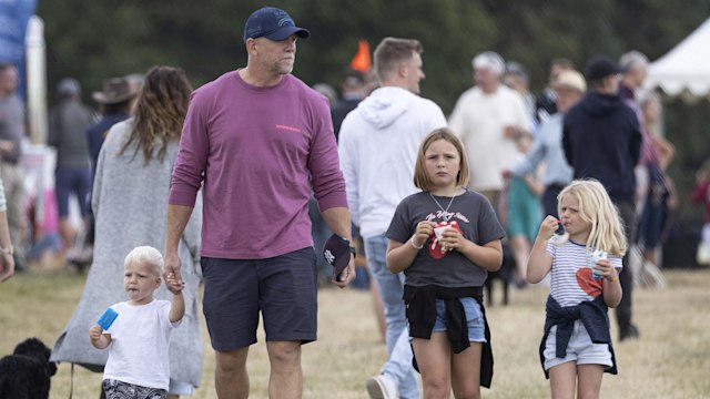 Mike Tindall and Mia, Lena and Lucas at Wellington International Horse Trials