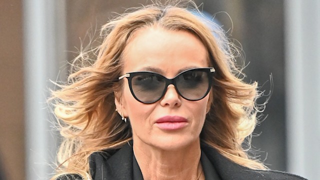 Amanda Holden is seen leaving Global Studios, Heart Breakfast Show on February 10, 2025 in London, United Kingdom.