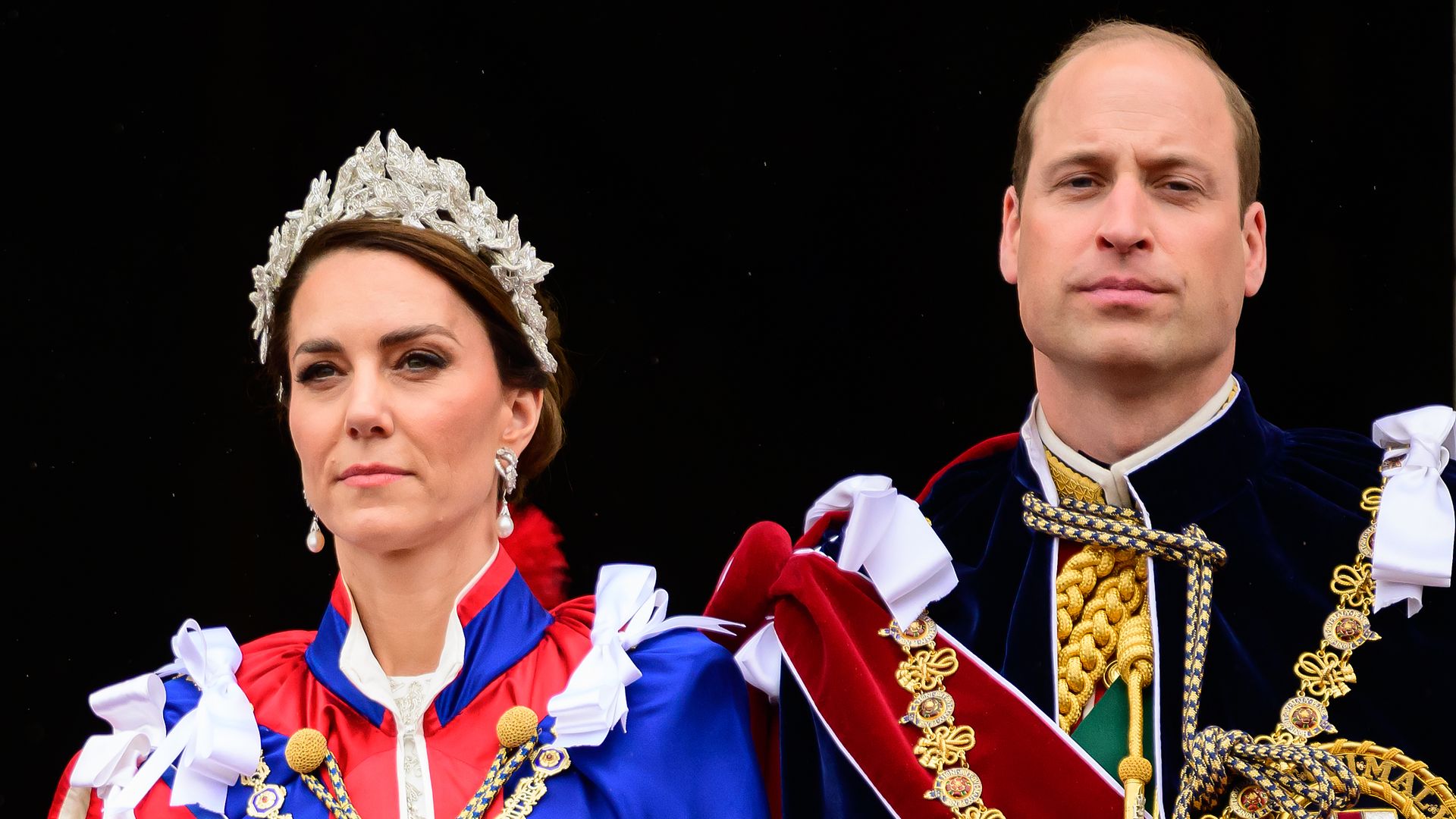 Kate Middleton and Prince William in royal regalia