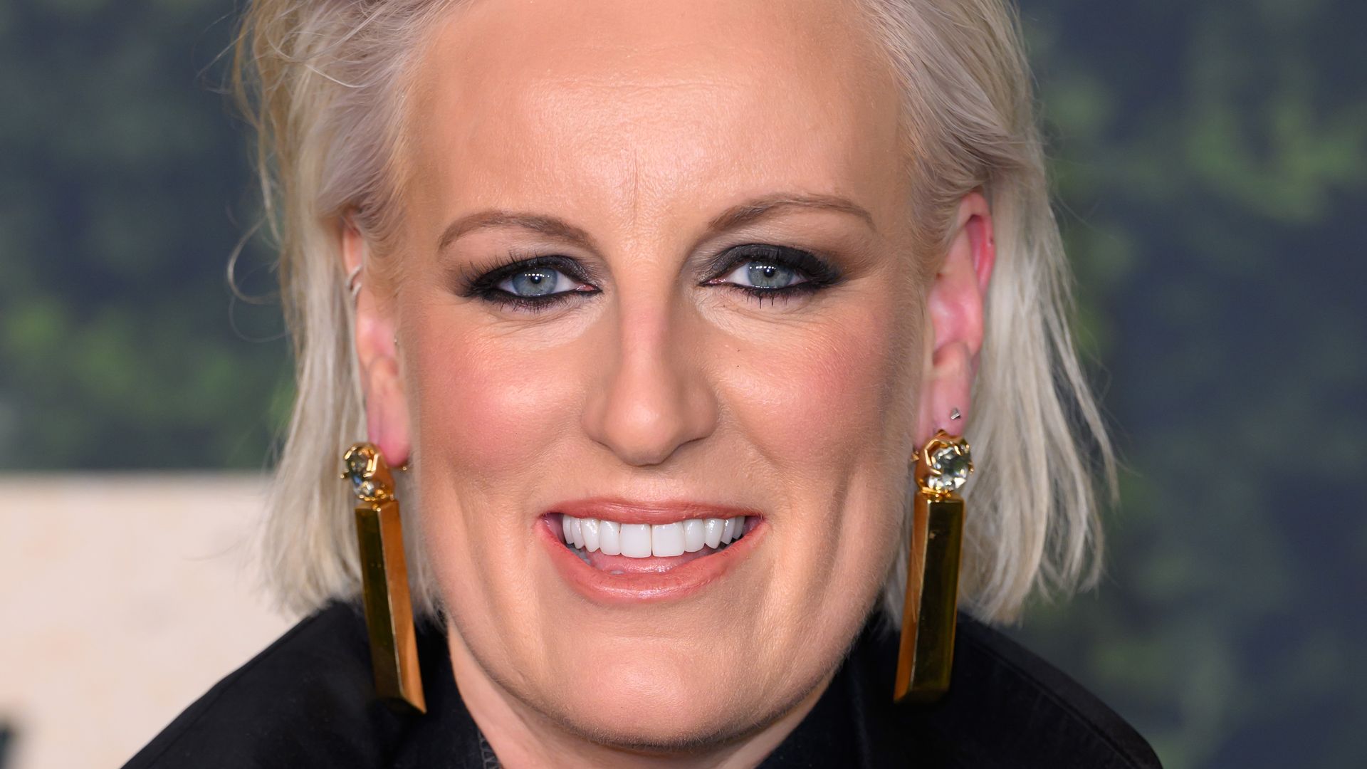 Steph McGovern close up with black outfit and eyeshadow