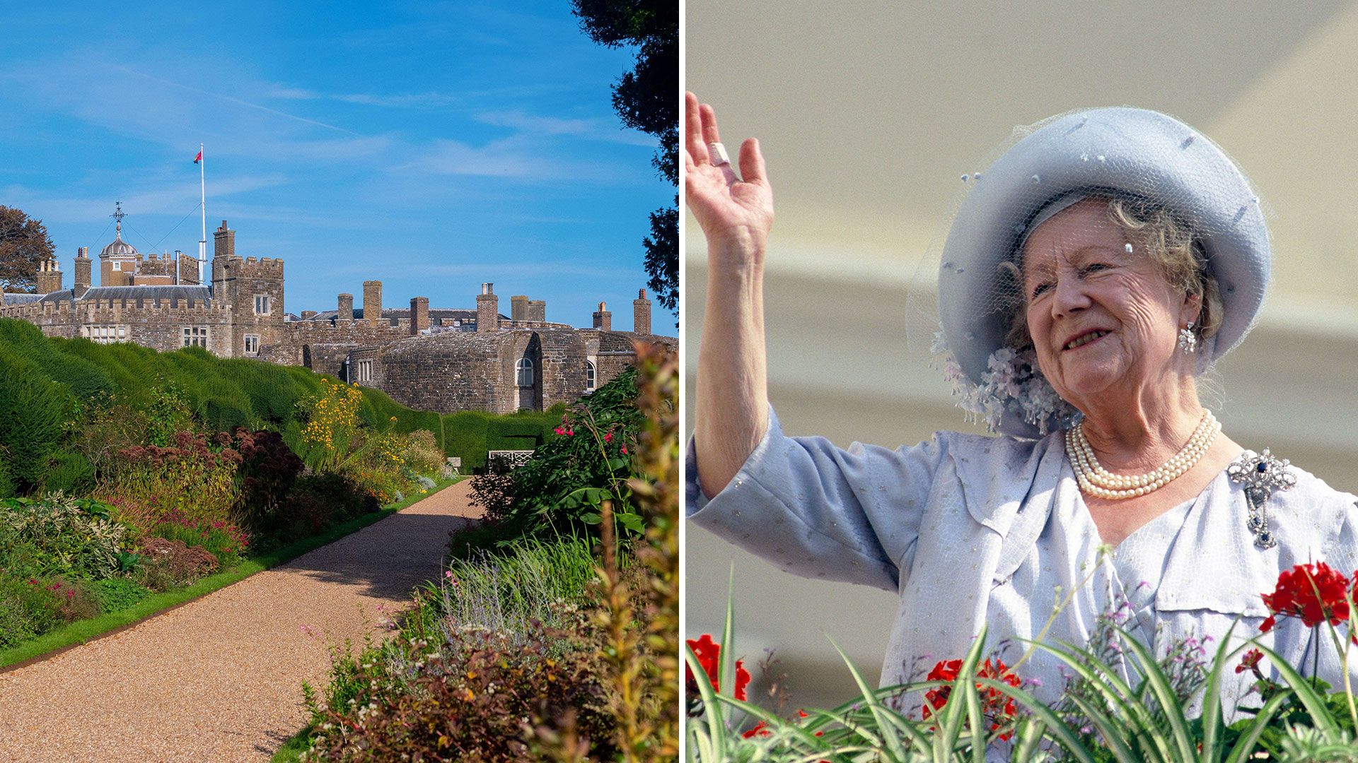 Queen Mother split with image of Walmer Castle