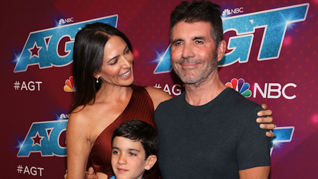 Lauren Silverman, Eric Cowell and Simon Cowell attend the red carpet for "America's Got Talent" Season 17 live show at the Sheraton Pasadena Hotel on September 13, 2022 in Pasadena, California