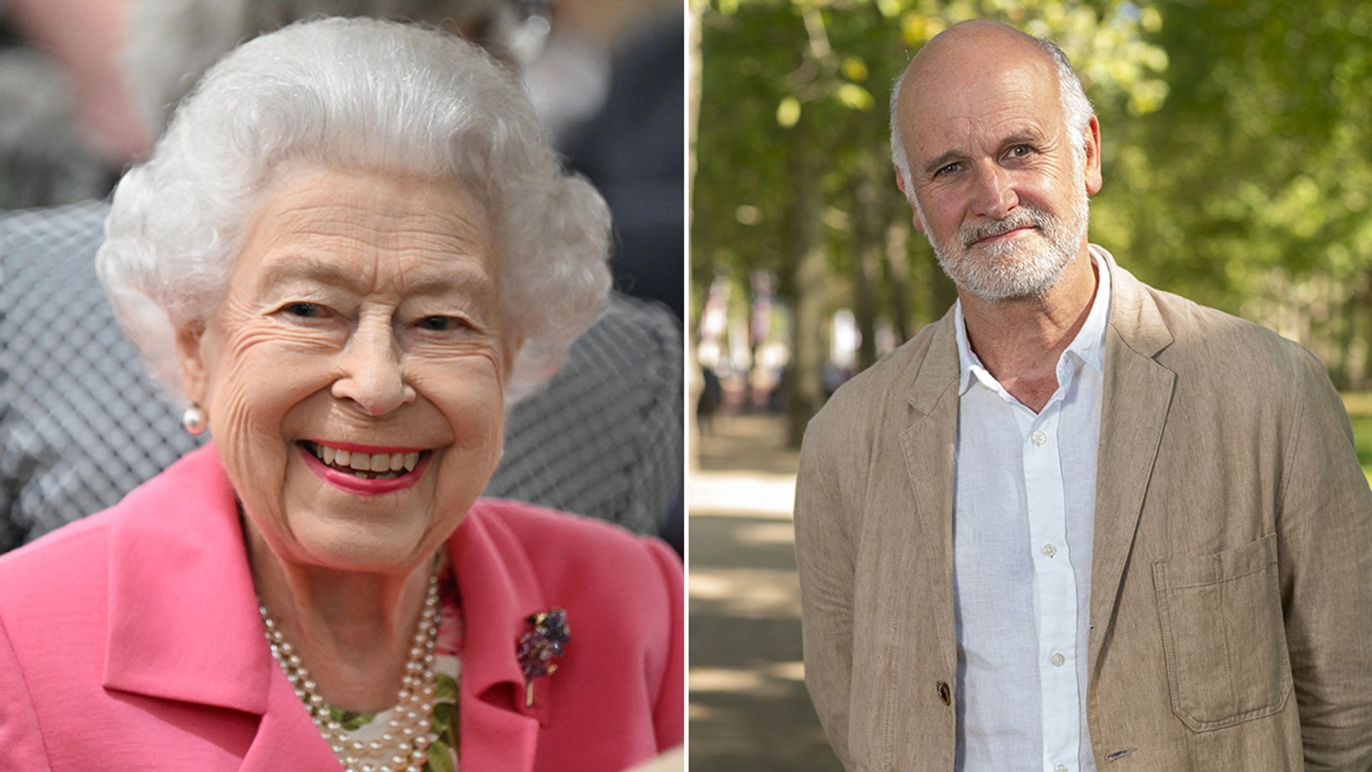 Split image of the late Queen and Martin Jennings
