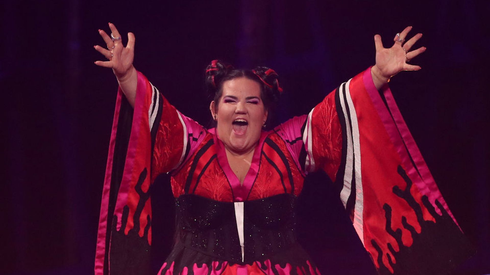 Netta of Israel celebrated winning the 2018 Eurovision Song Contest Grand Final