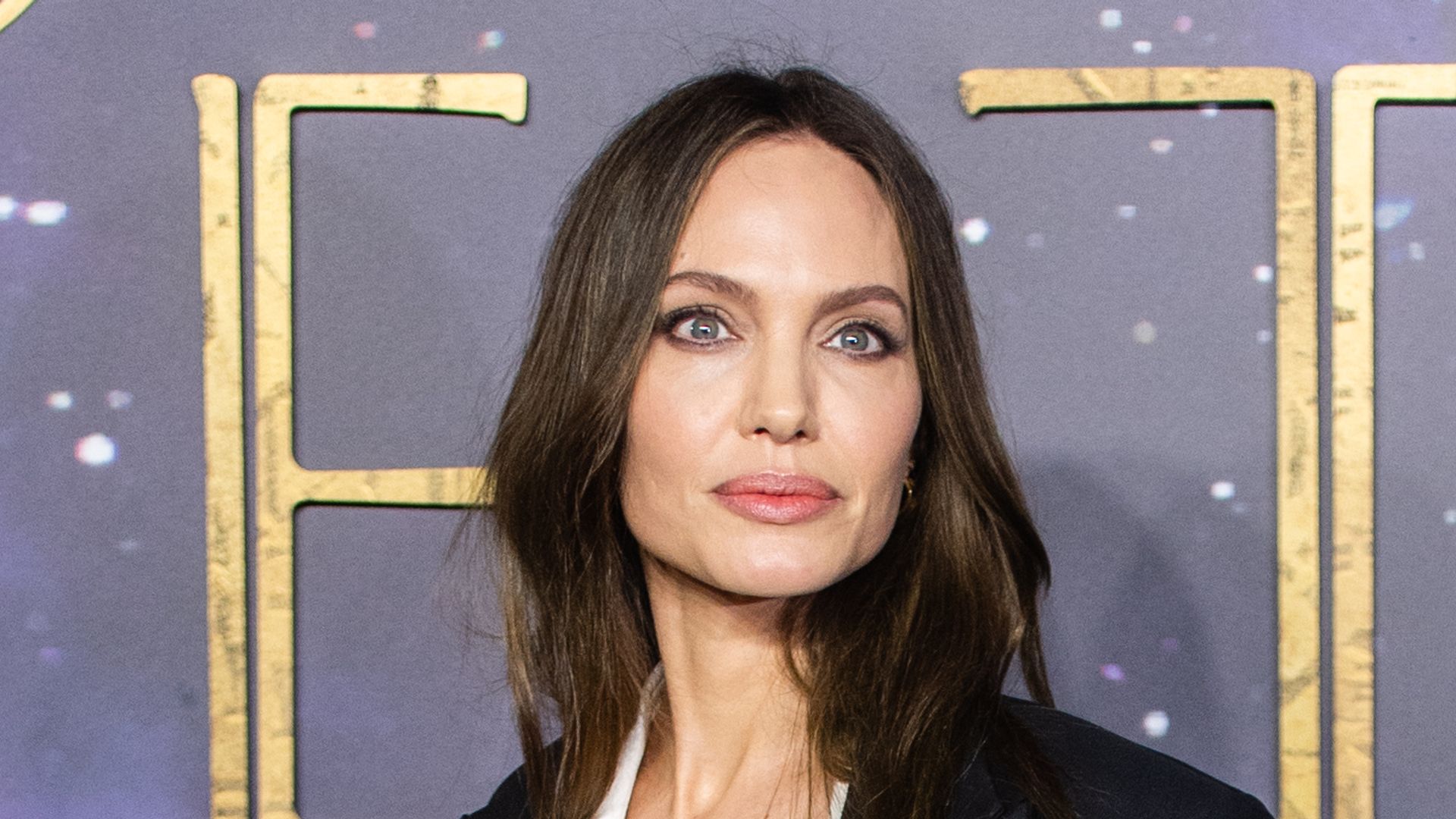 Angelina Jolie attends the "The Eternals" UK Premiere at BFI IMAX Waterloo on October 27, 2021 in London, England