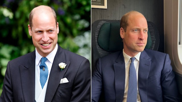 Prince William at wedding and on train