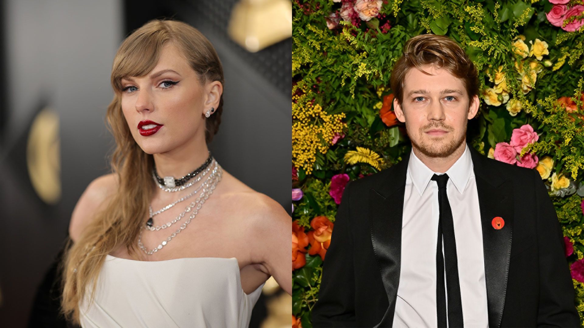 Left: Taylor Swift at the Grammys Right: Joe Alwyn 