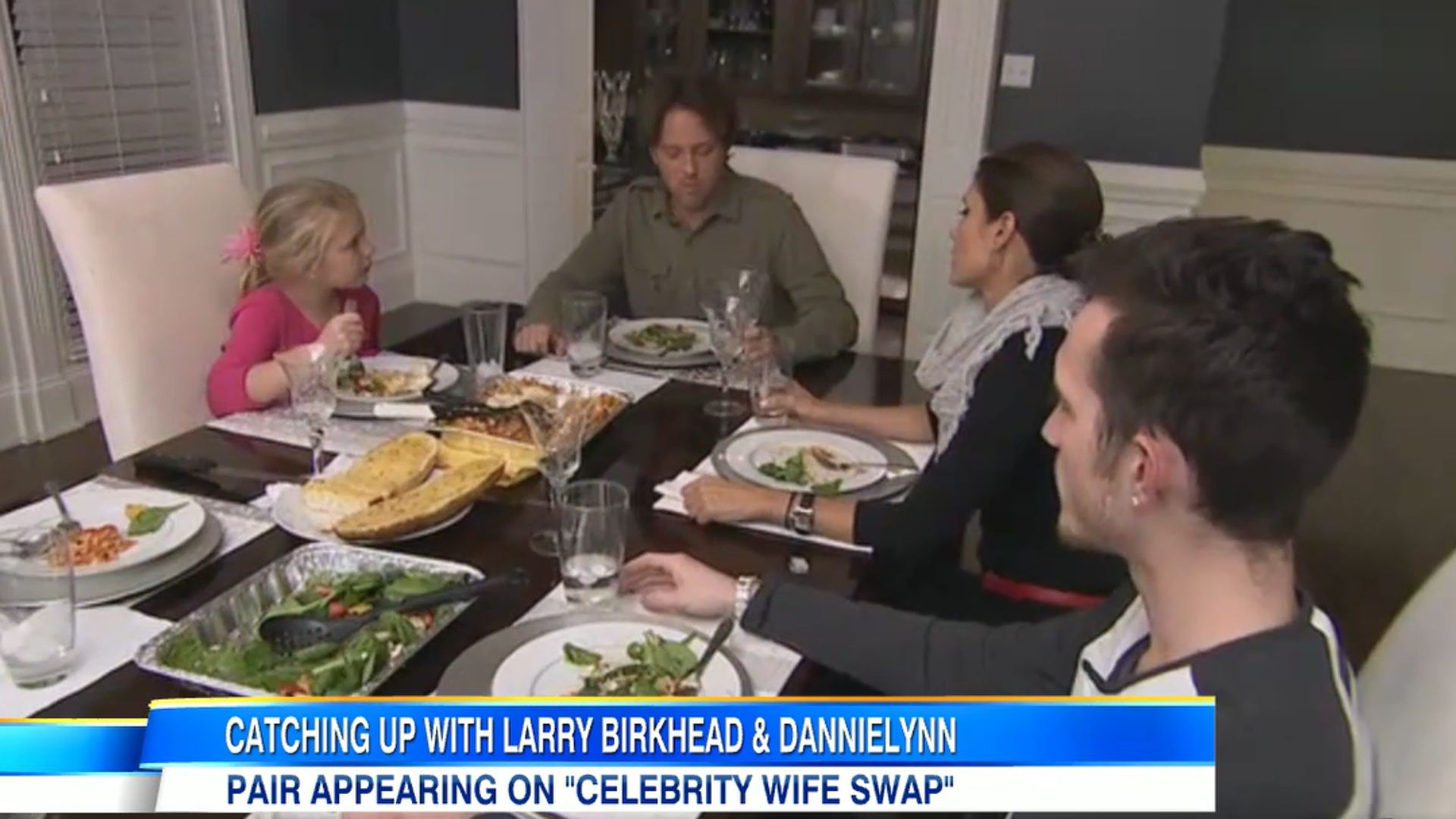 The family's dining room where Larry and Dannielynn are sat at the table
