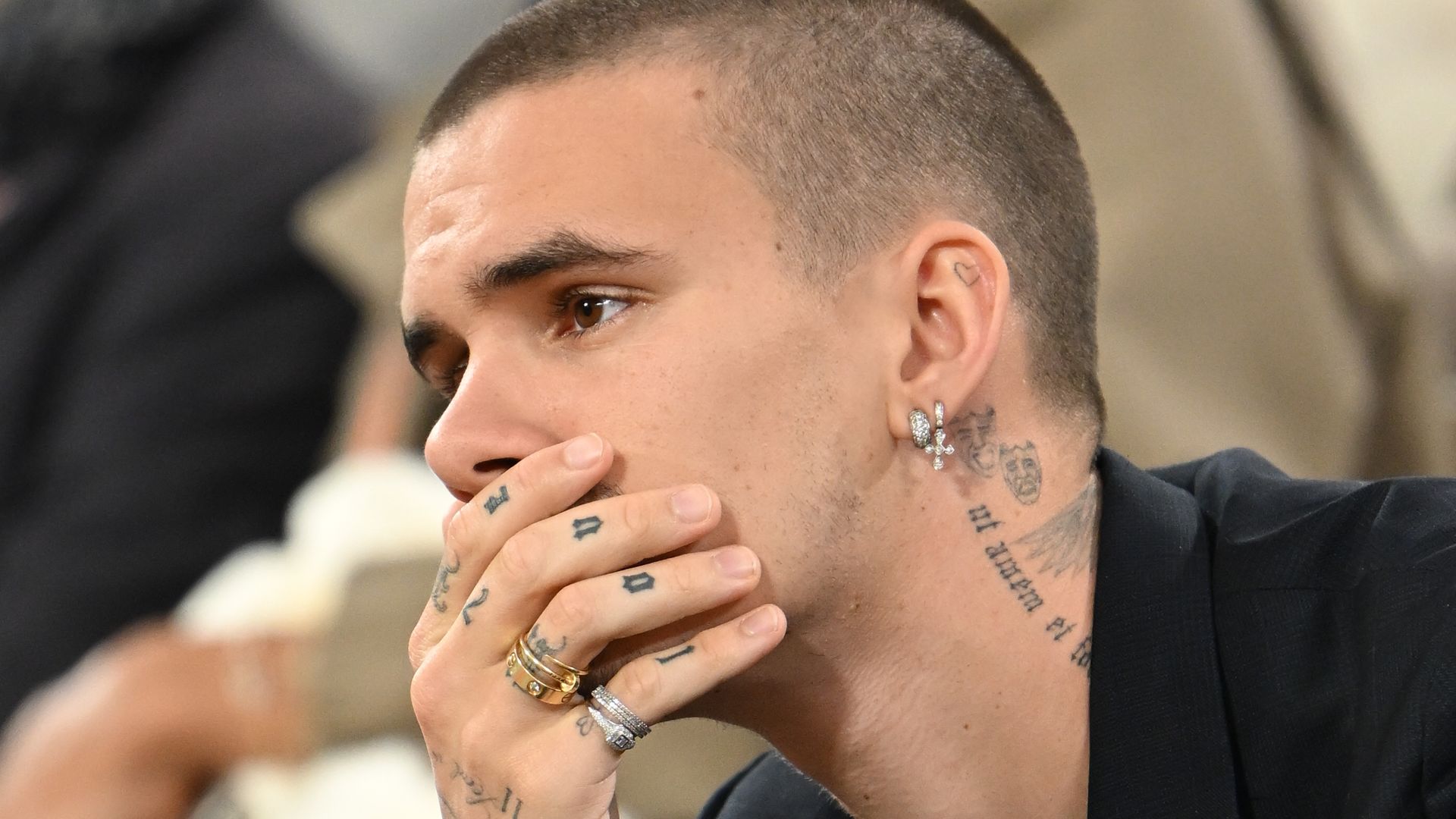 Romeo Beckham is seen at Roland Garros on June 06, 2025 in Paris, France. (Photo by Stephane Cardinale - Corbis/Corbis via Getty Images)