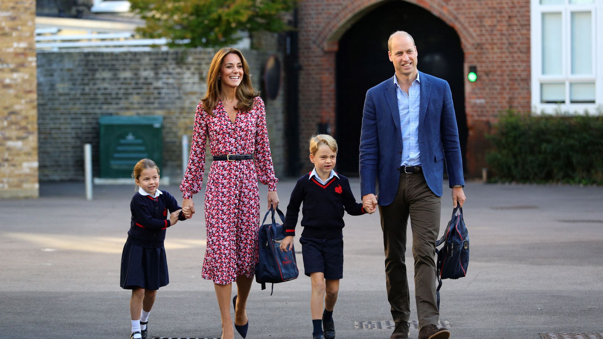 Princess Charlotte and Prince George arrive for her first day of school at Thomas's Battersea in London 