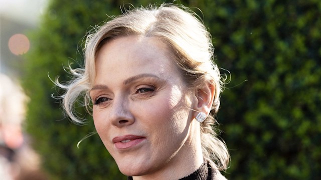 Close up of Princess Charlene with a curly updo