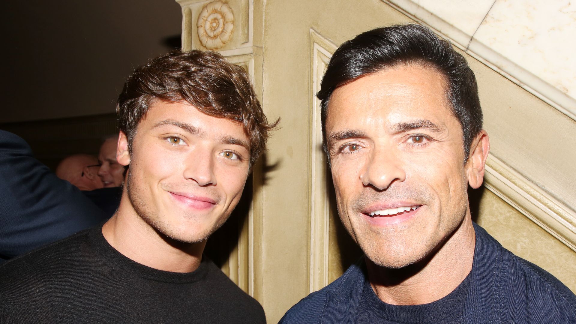 Joaquin Antonio and Consuelos Mark Consuelos pose at the opening night of the play "ART" on Broadway at The Music Box Theatre on September 16, 2025 in New York City.