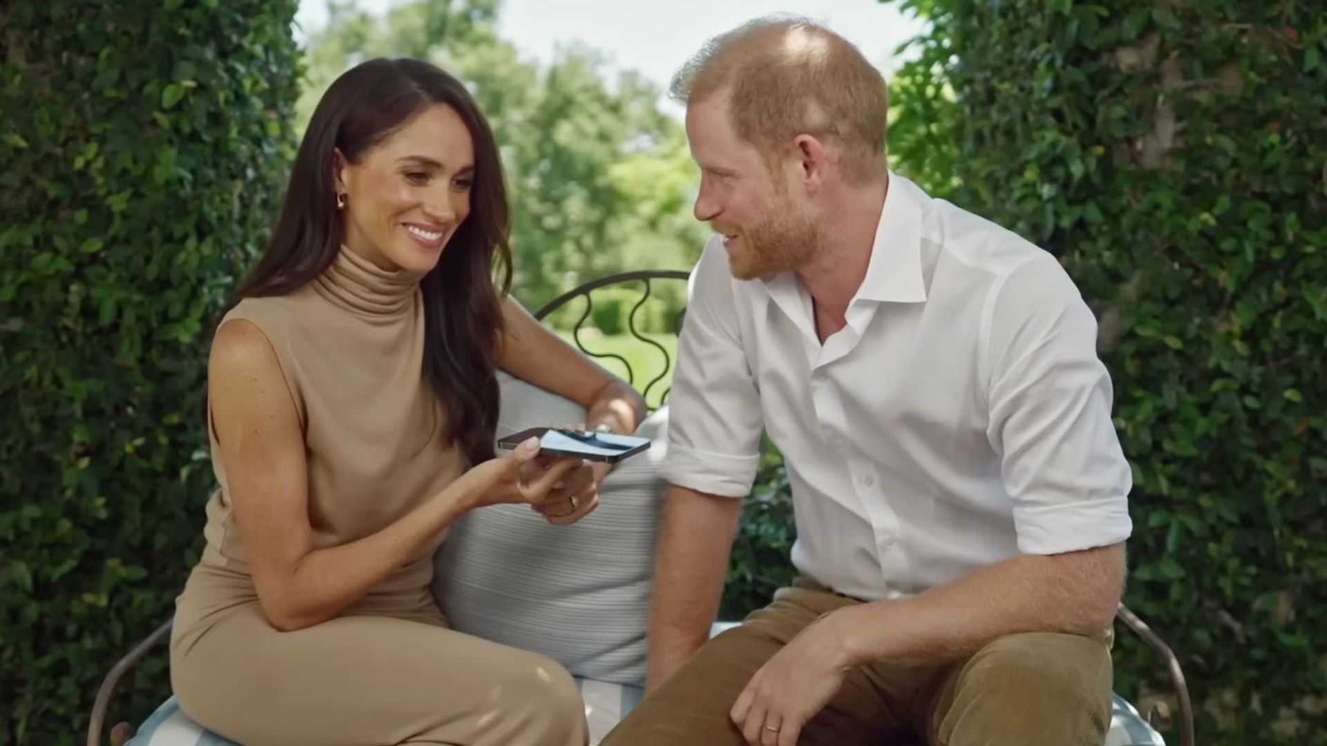 Meghan Markle and Prince Harry during a phone conversation