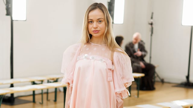 LONDON, ENGLAND - FEBRUARY 16: Amelia Windsor attends the Bora Aksu show during London Fashion Week February 2024 on February 16, 2024 in London, England. (Photo by Mike Marsland/WireImage)