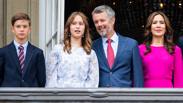 Prince Vincent, Princess Josephine, King Frederik and Queen Mary standing in a line