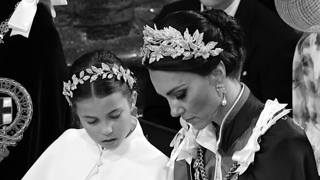 Princess Charlotte and the Catherine, Princess of Wales during the Coronation of King Charles III and Queen Camilla on May 6, 2023 in London, England.