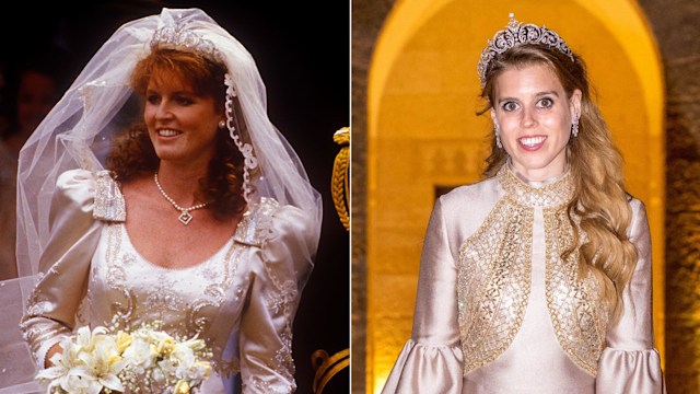 Sarah Ferguson and Princess Beatrice wearing the York tiara