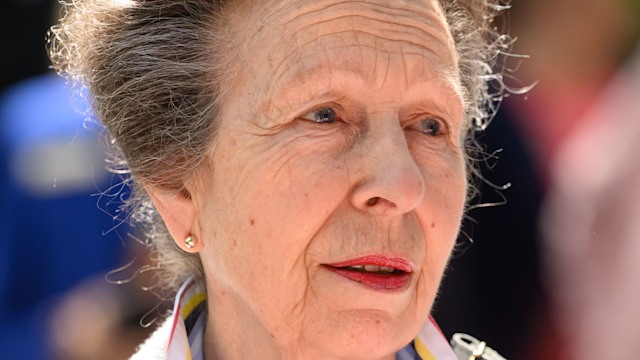 Princess Anne in a silky shirt