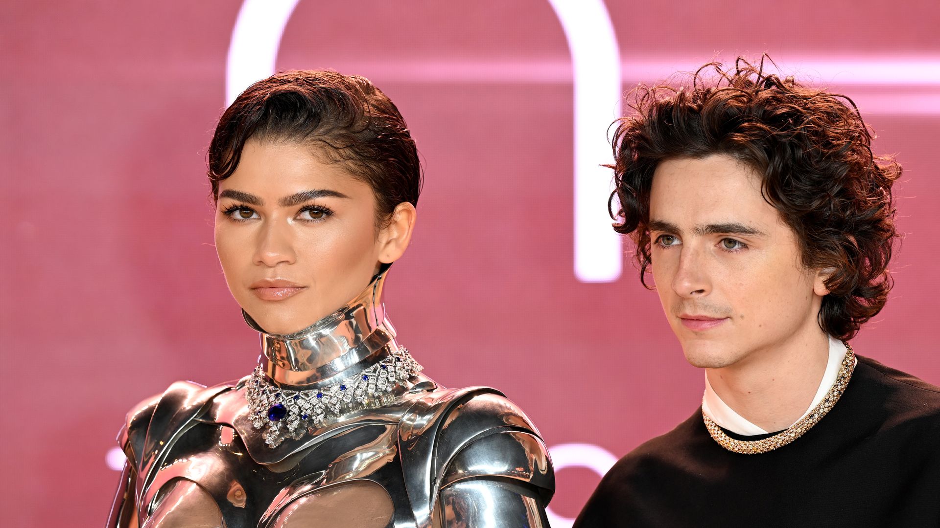 Zendaya and Timothee Chalamet attend the World Premiere of "Dune: Part Two" at Leicester Square on February 15, 2024 in London,