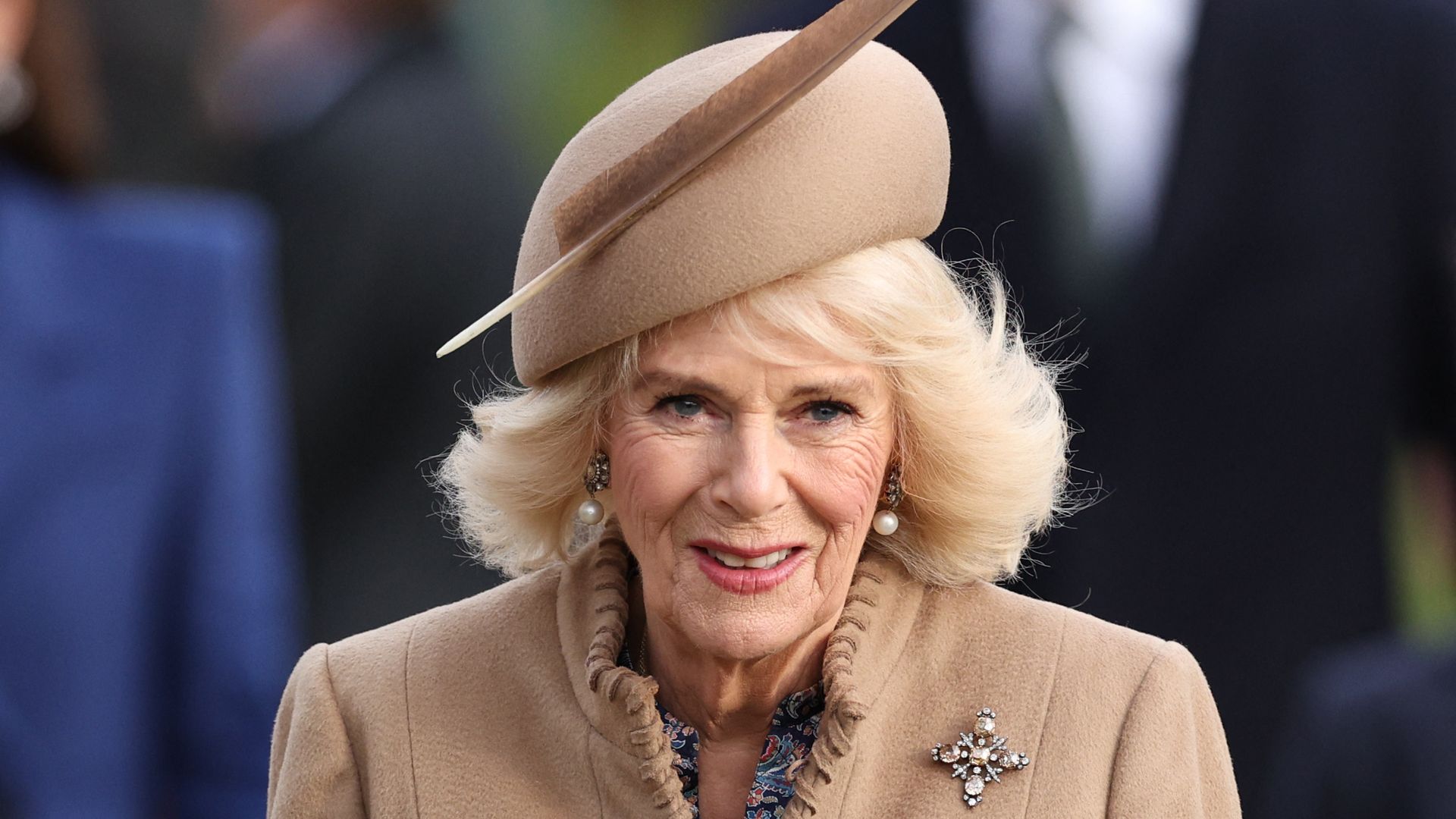 Queen Camilla smiling on Christmas Day