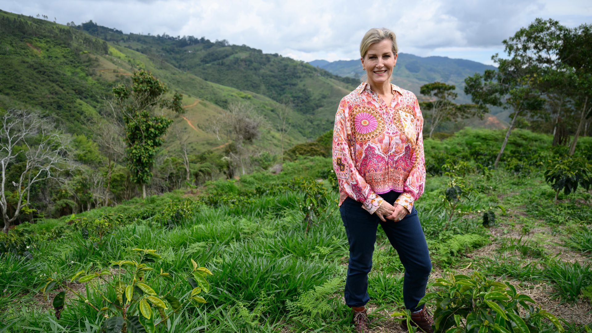 Sophie Duchess of Edinburgh at a coffee plantation in Colombia