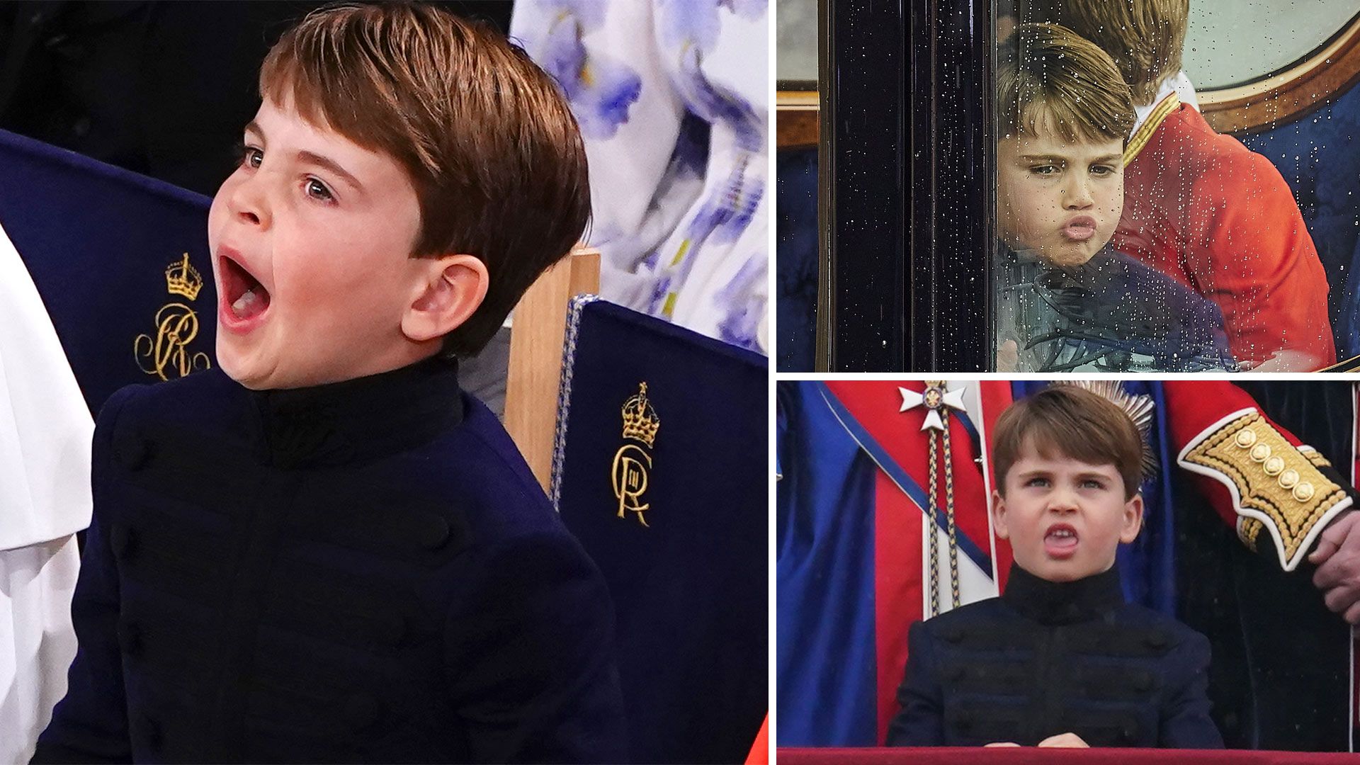 Prince Louis pulls cheeky expressions at King Charles' coronation