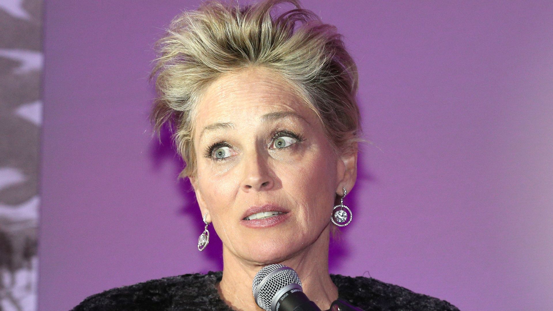 Sharon Stone gives a speech for children during the The Award Gala benefiting 'Planet Hope' foundation at Kempinski Grand Hotel des Bains on December 28, 2017 in St. Moritz, Switzerland