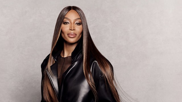 Naomi Campbell poses during the PrettyLittleThing launch collection designed by Naomi Campbell on August 31, 2023 in London, England