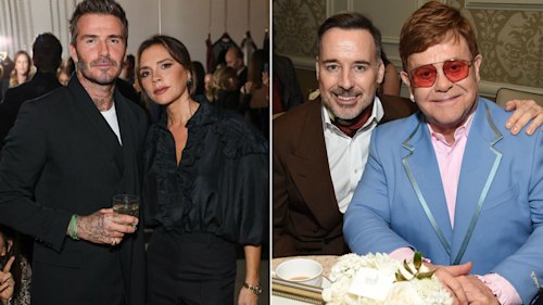 A split image of David and Victoria Beckhama and David Furnish 