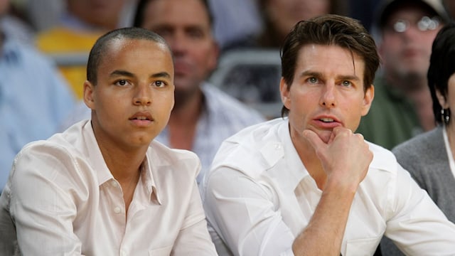 Tom Cruise (R) and his son Connor Cruise (L) attend Game Two of the Western Conference Finals during the 2009 NBA Playoffs between the Los Angeles Lakers and the Denver Nuggets at Staples Center on May 21, 2009 in Los Angeles, California.