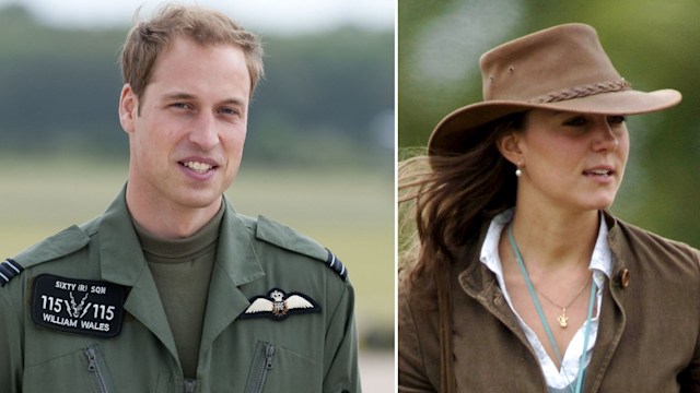 Prince William in an RAF uniform and Kate in a cowboy hat
