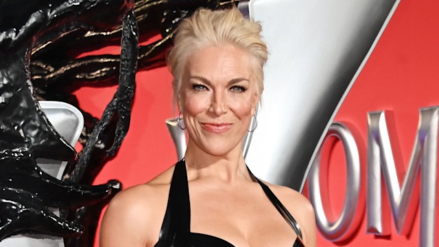 Hannah Waddingham in a black dress