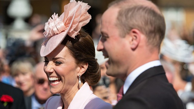 kate middleton and prince william laughing at garden party