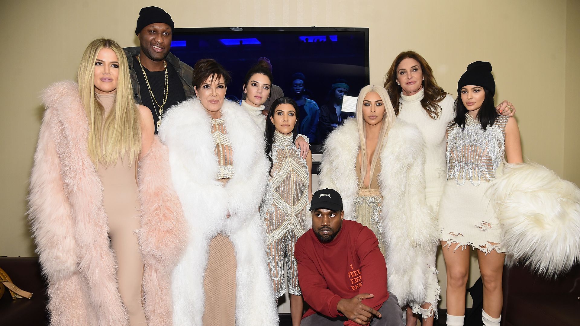 The Kardashian extended stood together for a photo, including Kanye West and Lamae Odom